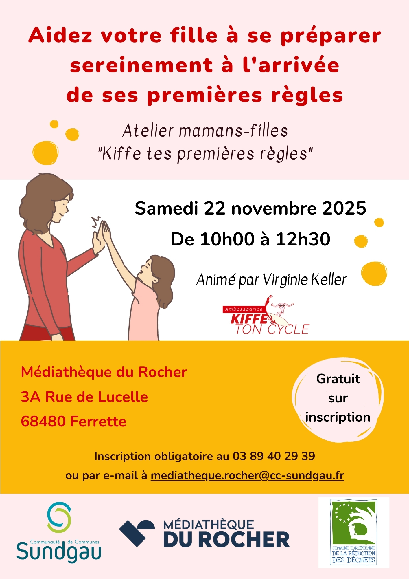 affiche atelier kiffe tes regles ados jeunes filles règes parentalité